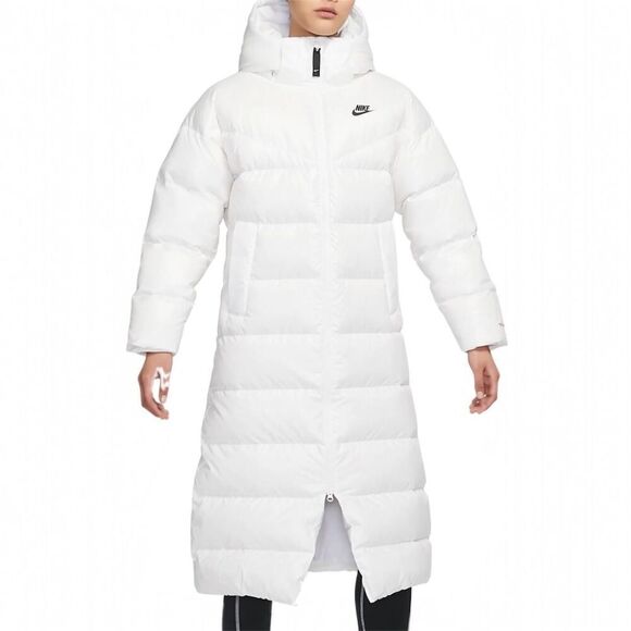 Nike Jackets & Blazers - Nike Therma-FIT Long White Duck Down Puffer Coat Women’s Sz 1X Hooded Full Zip